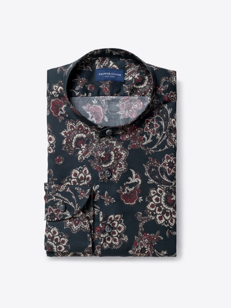 Albiate Vintage Black and Red Paisley Print 