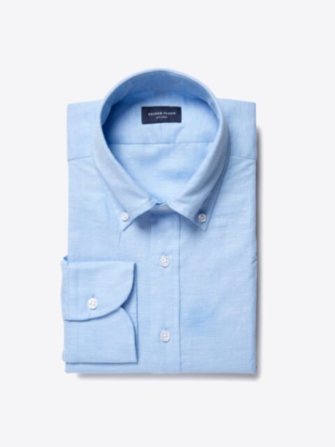 Shop Light Blue Cotton Linen Oxford