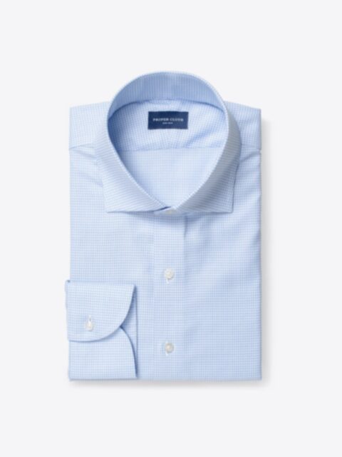 Shop Non-Iron Light Blue Mini Check Dobby