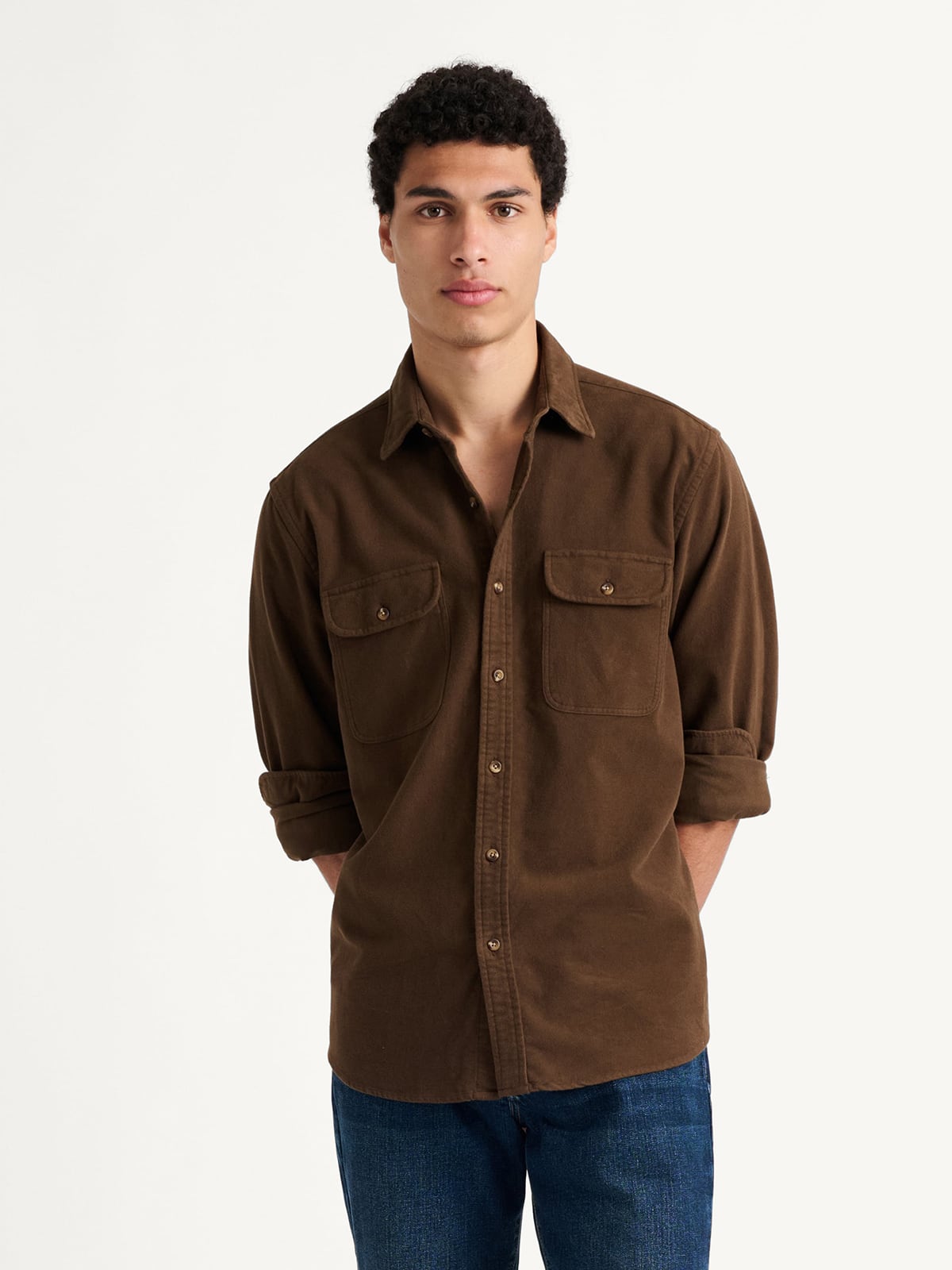 The Stretch Chamois Overshirt in Brown