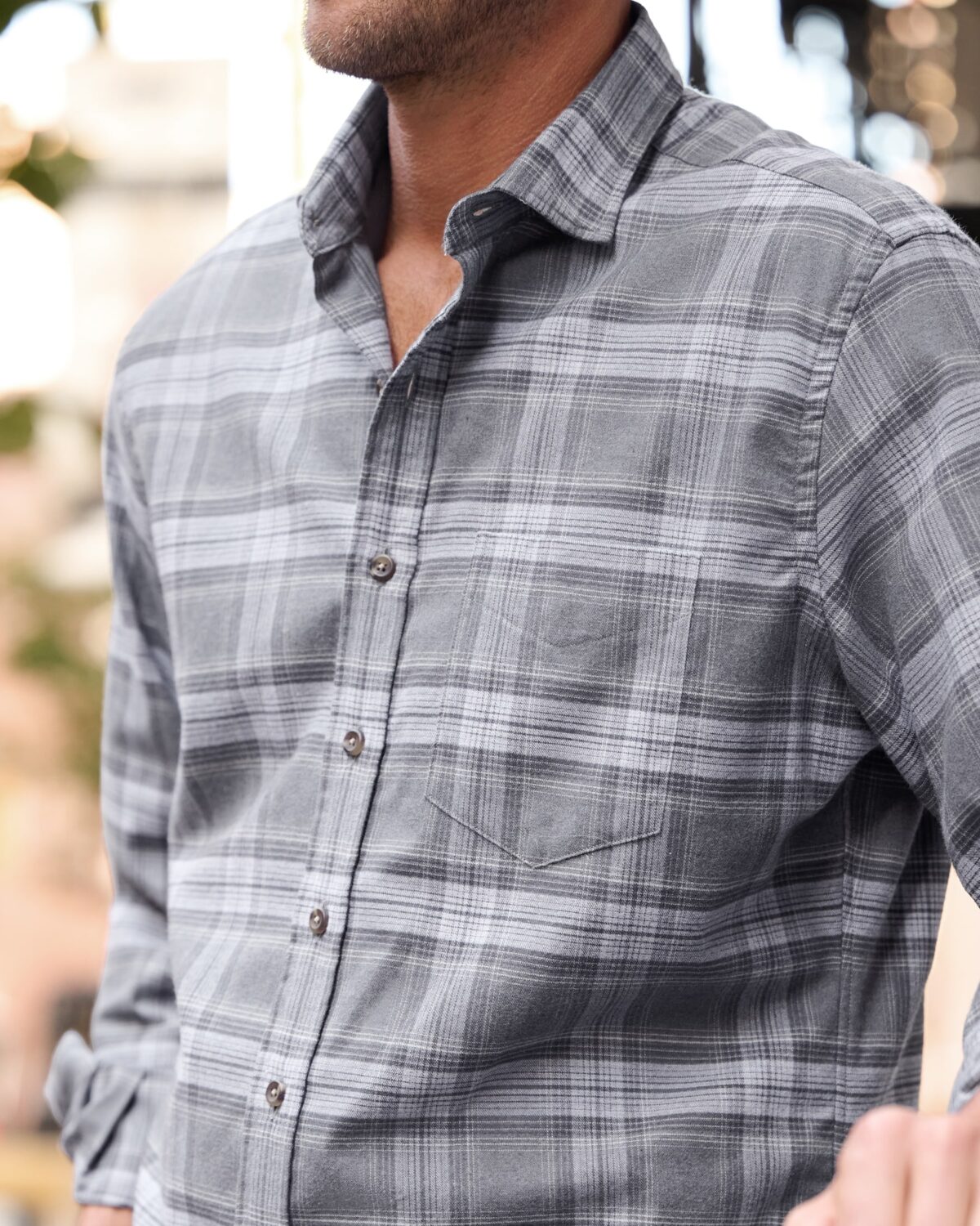 The Kent Lightweight Flannel Shirt in Navy and Light Grey Plaid The Kent Lightweight Flannel Shirt in Navy and Light Grey Plaid