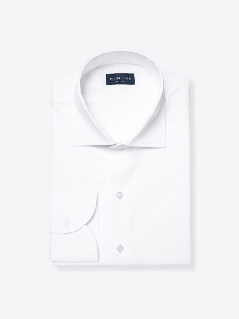 Thomas Mason Goldline White Wrinkle-Resistant Twill Custom Dress Shirt 
