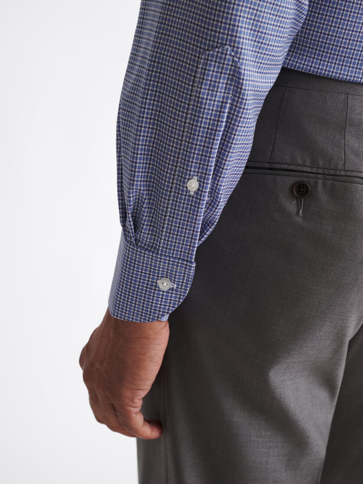 The Italian Merino Wool Shirt in Light Blue Small Check