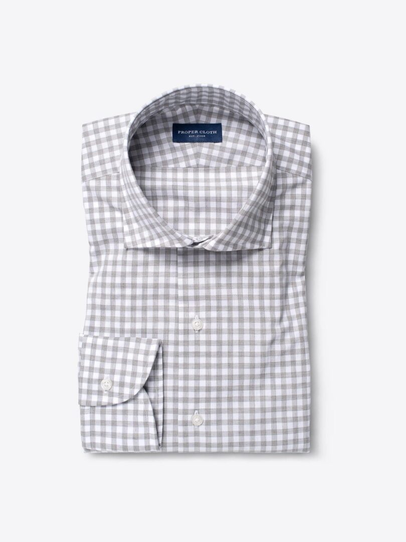 Grey Melange Gingham Fitted Shirt 