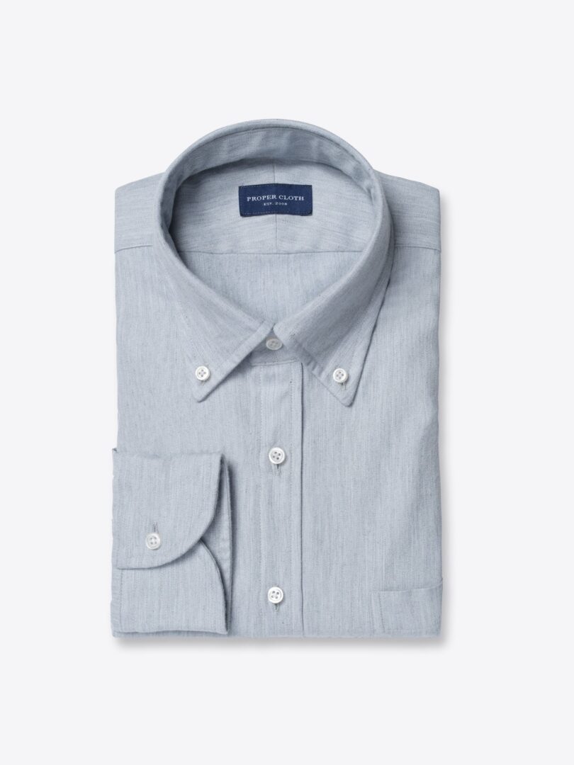 Ludlow Light Blue Melange Brushed Twill Shirts by Proper Cloth