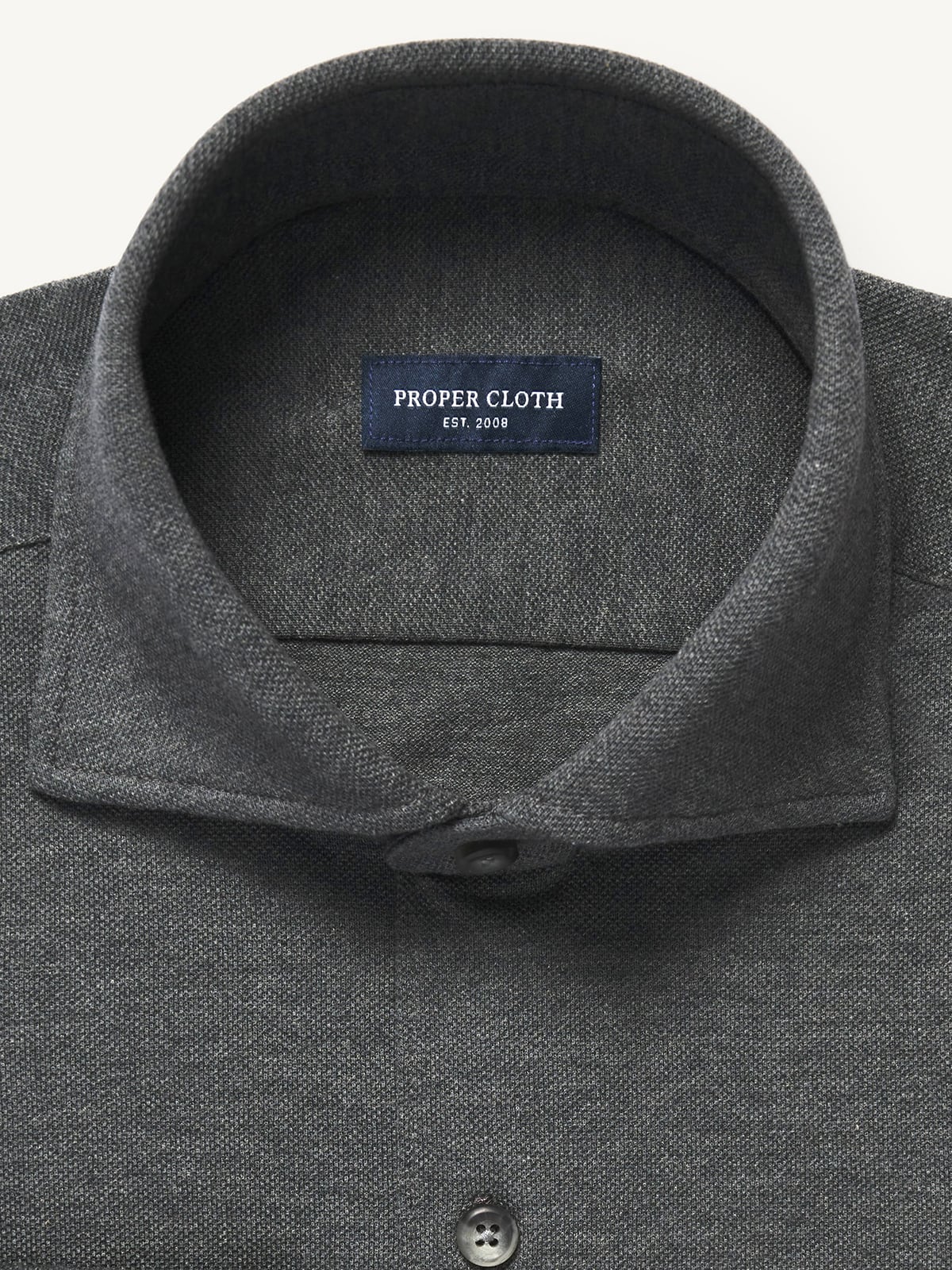The Cutaway Collar Italian Knit Shirt in Charcoal Melange