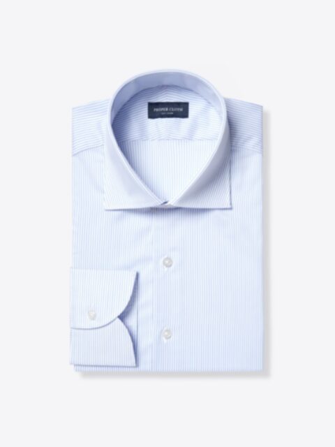 Shop Albini Light Blue Stripe Performance Lyocell Stretch Twill