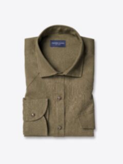 美品 BAIRD McNUTT リネン 半袖シャツ オーバーサイズ カーキ The Baird McNutt Irish Linen Shirt in Olive