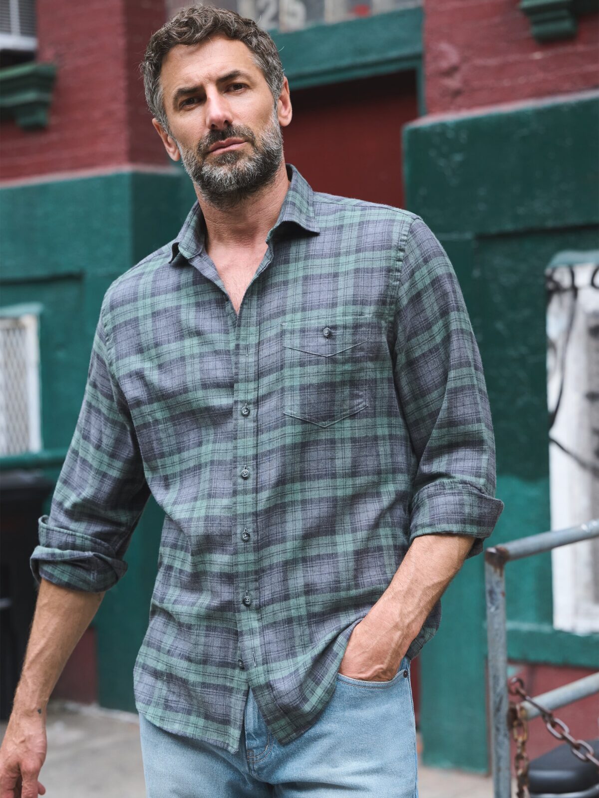 The Satoyama Flannel Shirt in Faded Blackwatch