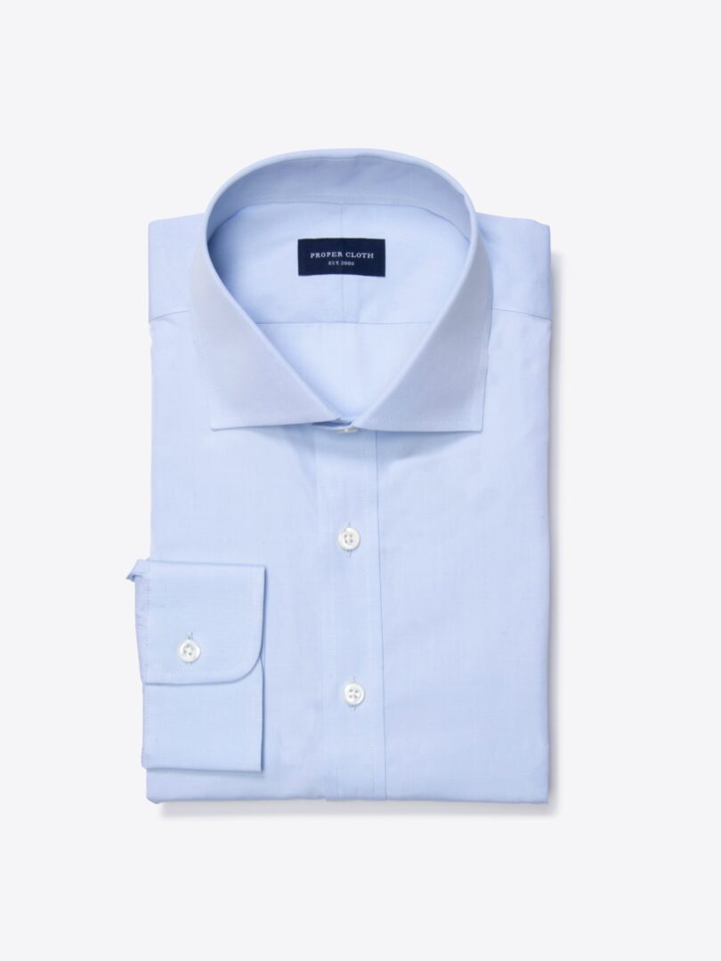 Thomas Mason Light Blue Luxury Broadcloth Custom Made Shirt 