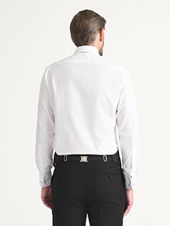 white dress shirt with black buttons The Solid White Tuxedo Shirt S / Solid White