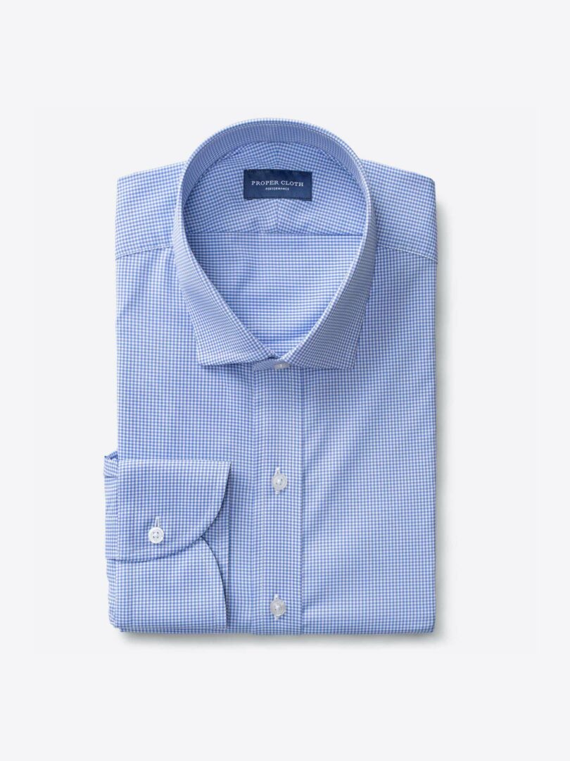 Performance Blue Mini Gingham Custom Dress Shirt 
