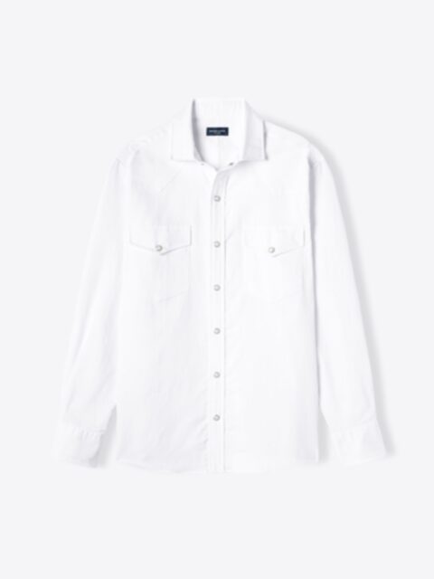 Shop Albiate White Cotton Linen Denim