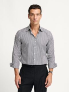 The Thomas Mason Luxury Broadcloth Shirt in Black and White Stripe