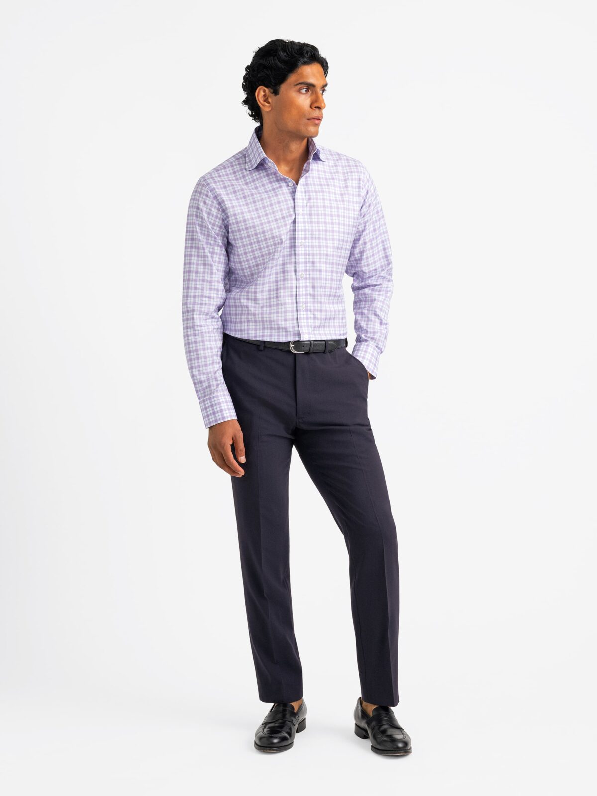 Formal Dark Purple Shirt Grey Pants Grey Dress Pants With Purple Dress Shirt  Outfits For Men (