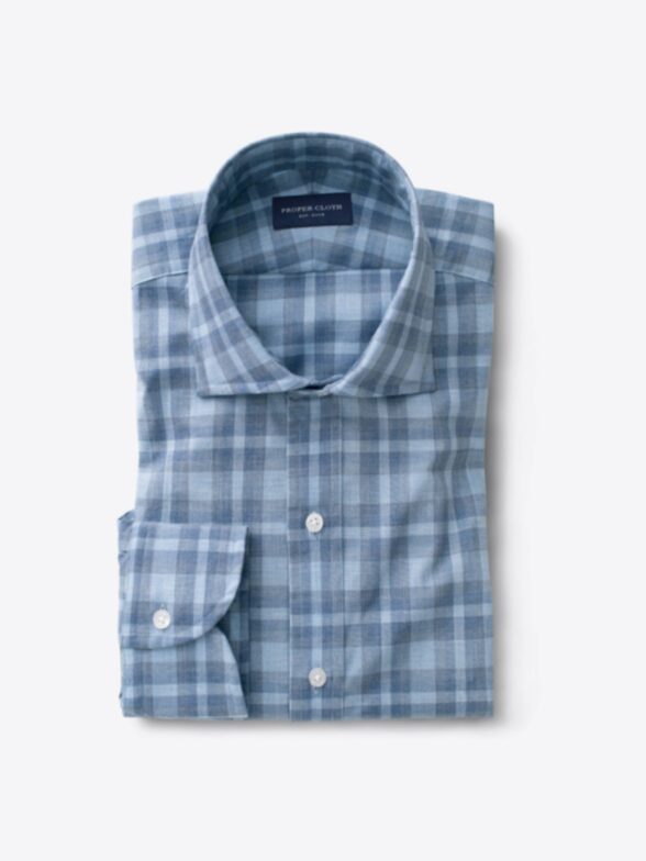 Bleecker Light Blue and Grey Melange Large Plaid