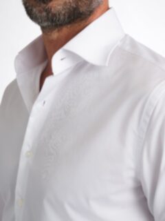 the phos open collar shirts （white） Trim Fit Dress Shirt - White Oxford W/ Flap | J. Press