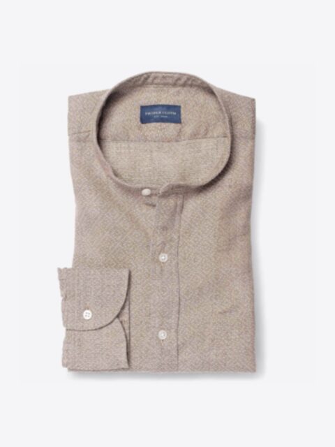 Shop Albini Washed Beige and Off White Cotton Linen Dobby