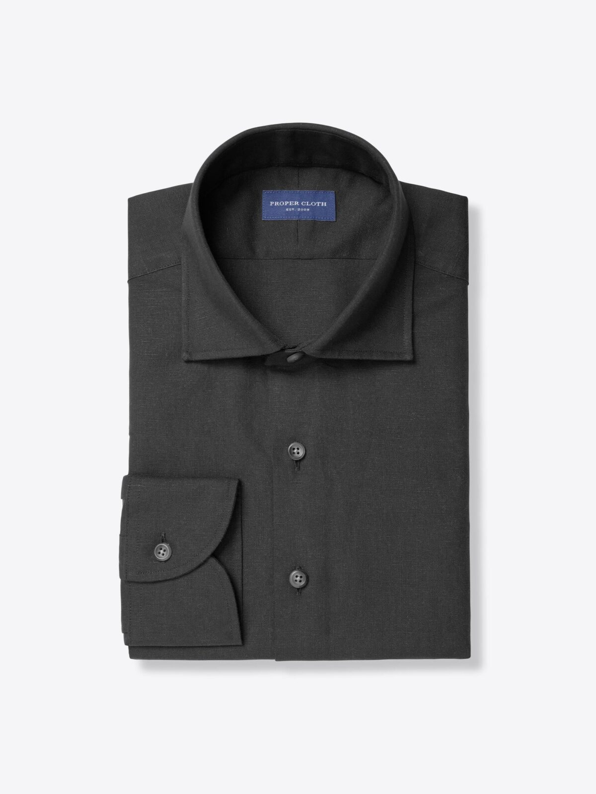 Portuguese Black Cotton Linen Blend Shirt