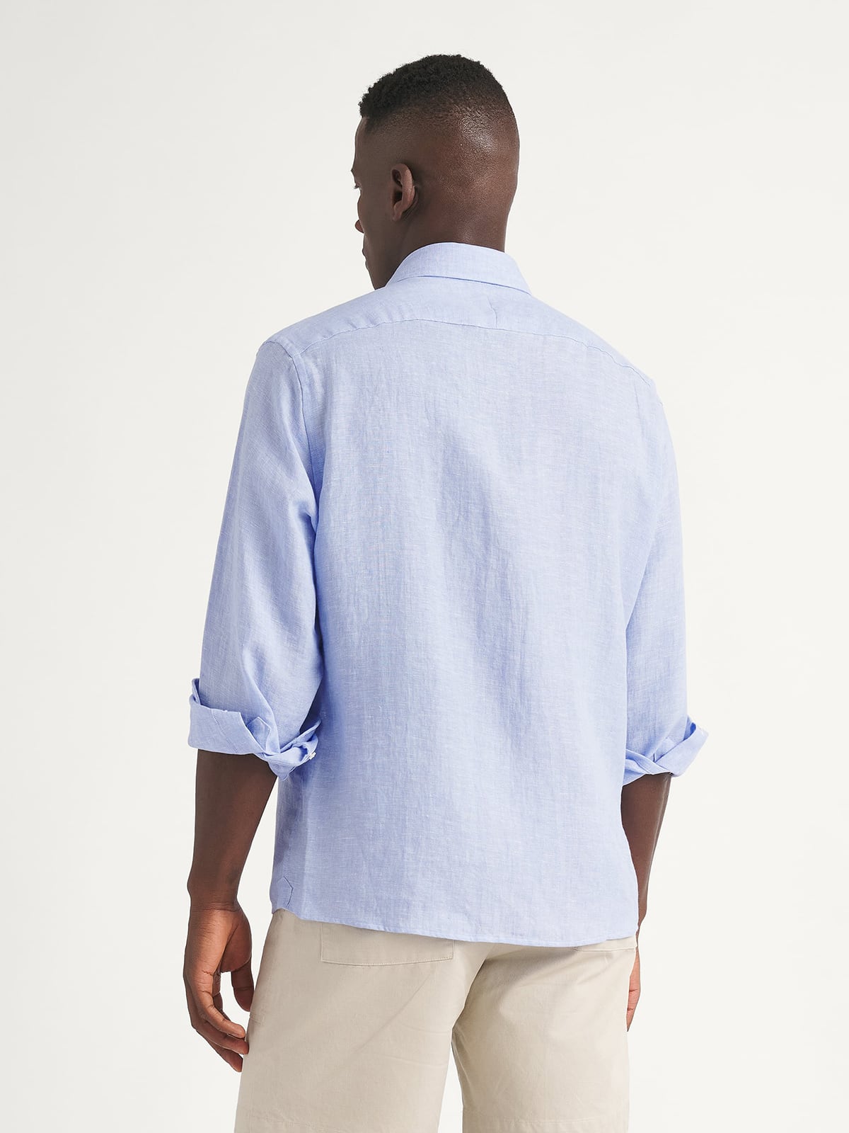 Proper Cloth Men's Baird McNutt Light Blue Irish Linen Custom Dress Shirt - Blue, Size: 15, Regular, 100% Linen