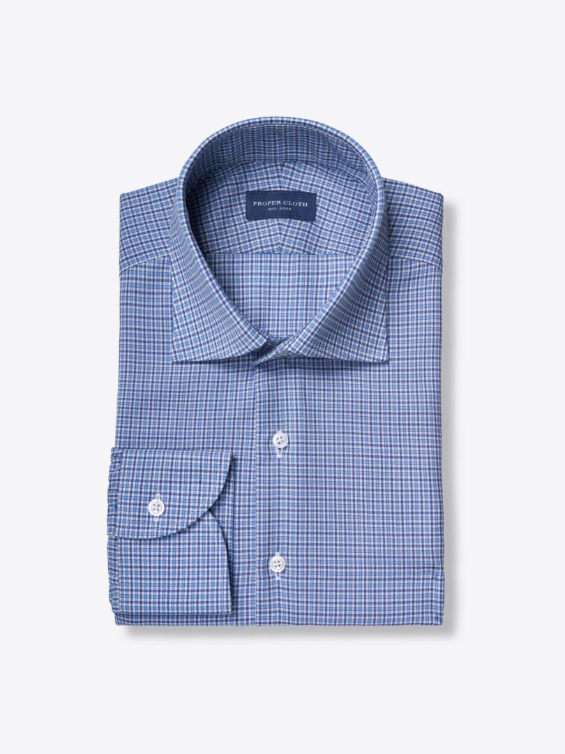 Reda Light Blue Small Check Merino Wool Product Image