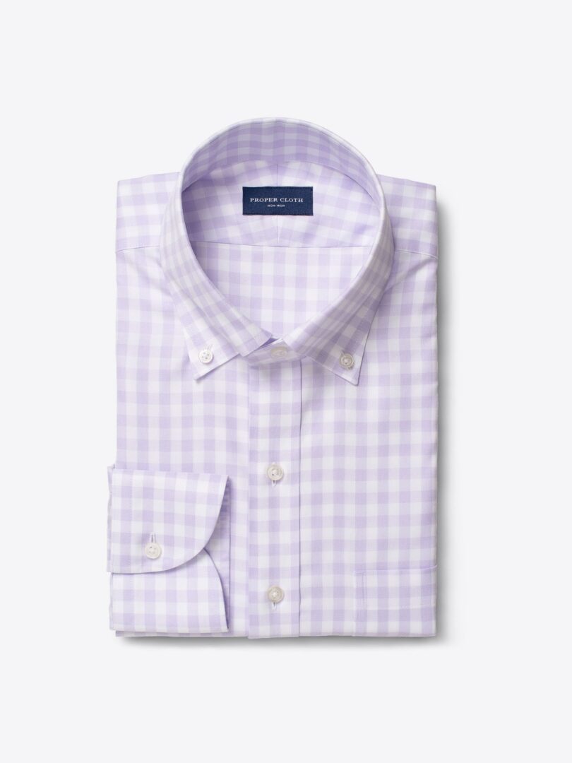 Non-Iron Large Lavender Gingham Tailor Made Shirt 