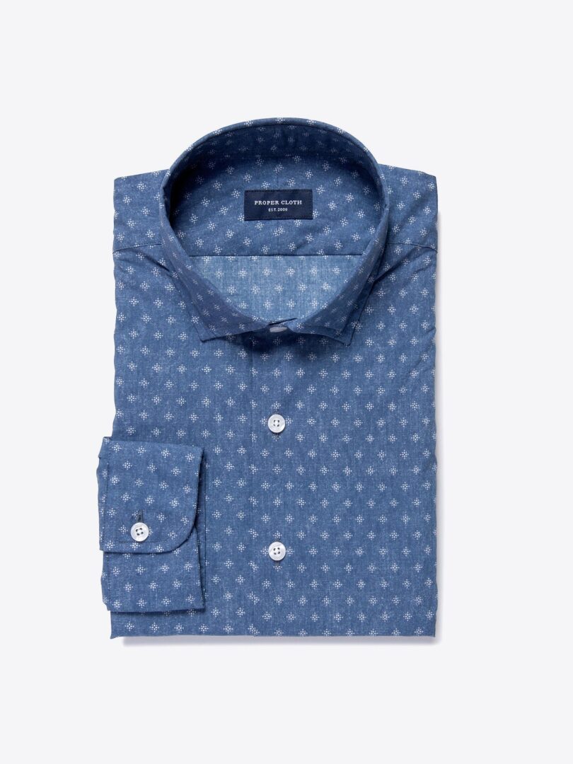 Katazome Faded Diamond Print Dress Shirt 