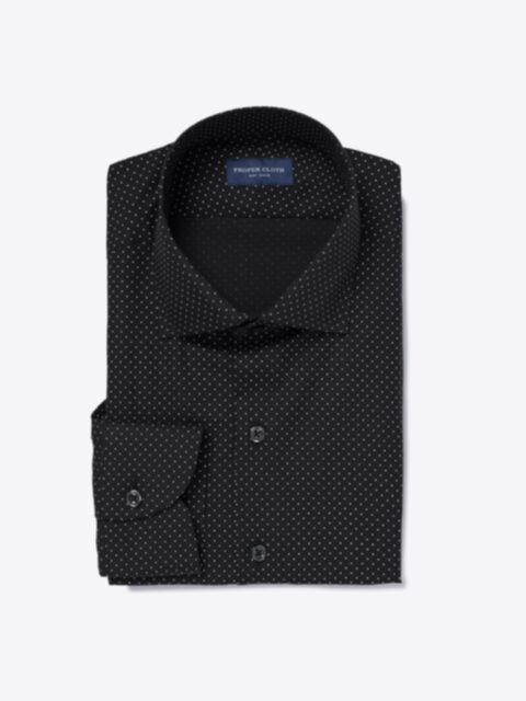 White on Black Printed Pindot Shirts by Proper Cloth