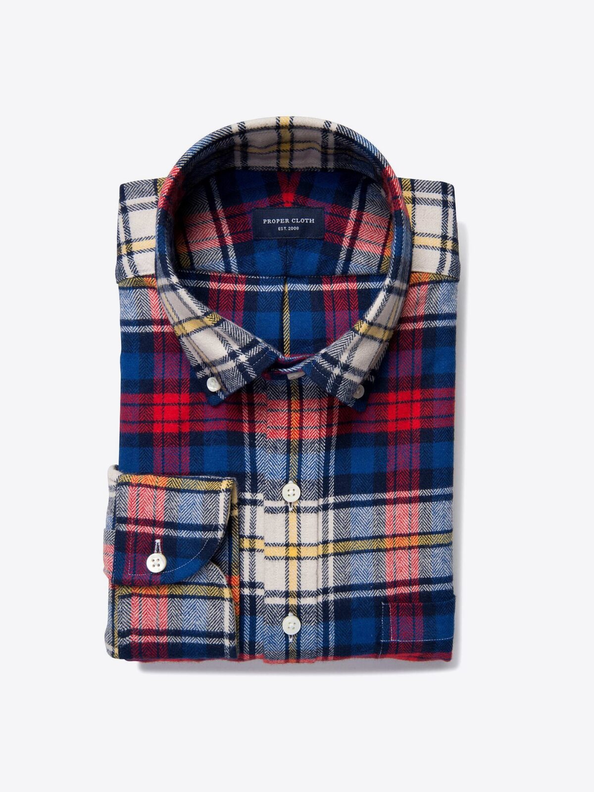 Red and Blue Plaid Country Flannel Button Down Shirt