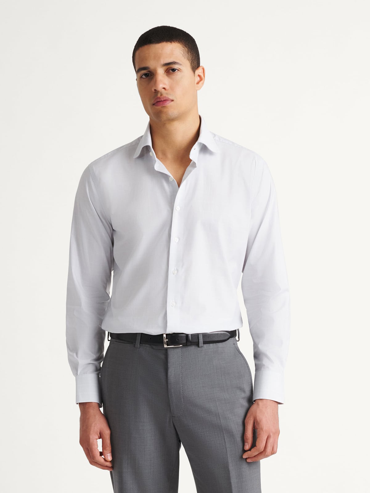 grey dress shirt combination The Thomas Mason Wrinkle-Resistant in Light Glen Plaid luxury evening fashion