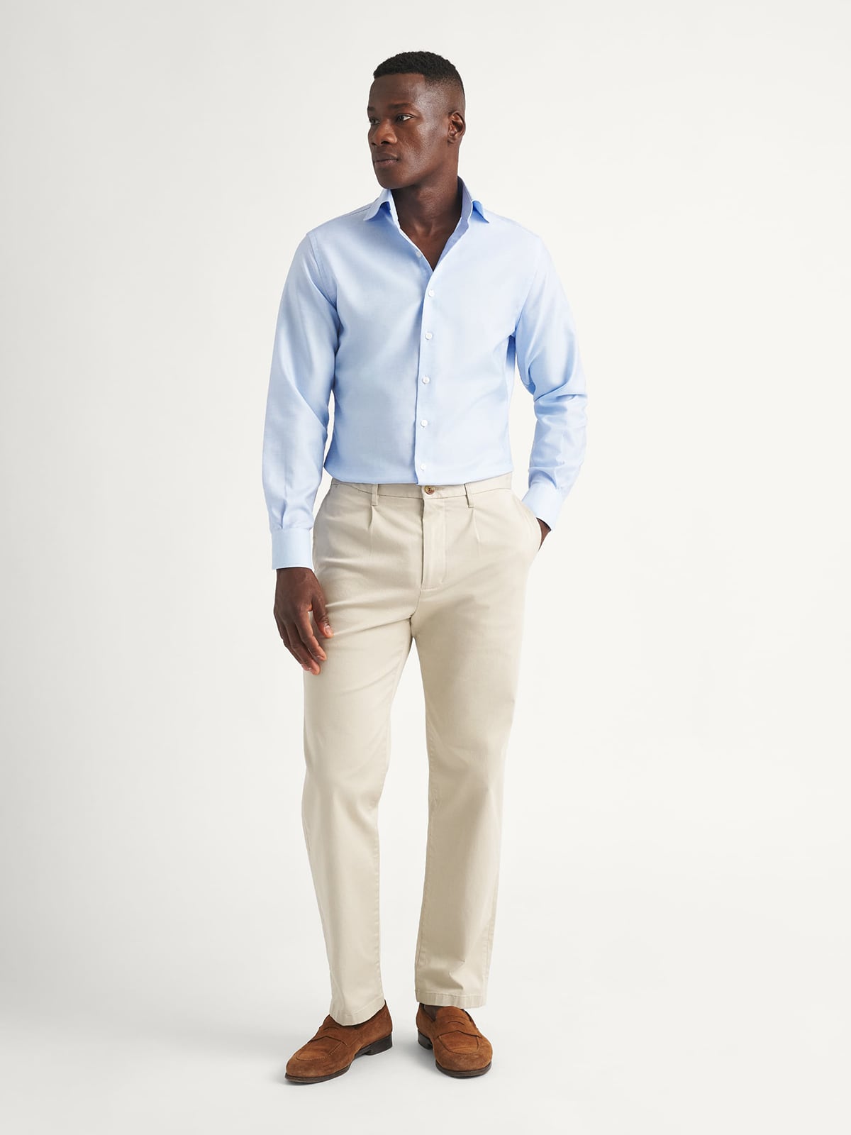 The Thomas Mason Linen Blend Dress Shirt in Light Blue