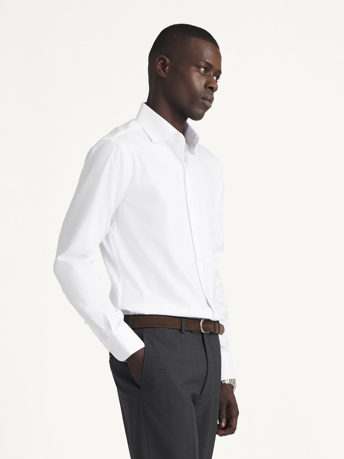 The Thomas Mason Non-Iron Shirt in White Pinpoint