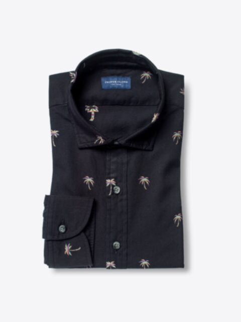 Shop Albiate Washed Black and Neon Striped Palm Tree Embroidered Pinpoint