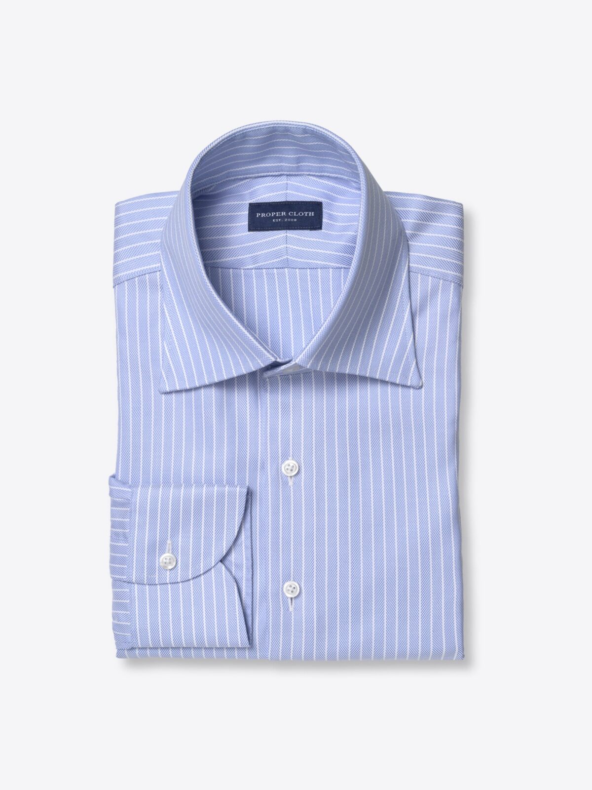 Thomas Mason Blue Stripe Dobby Shirt by Proper Cloth