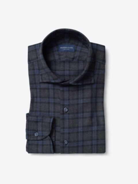 Shop Stowe Charcoal and Navy Plaid Flannel