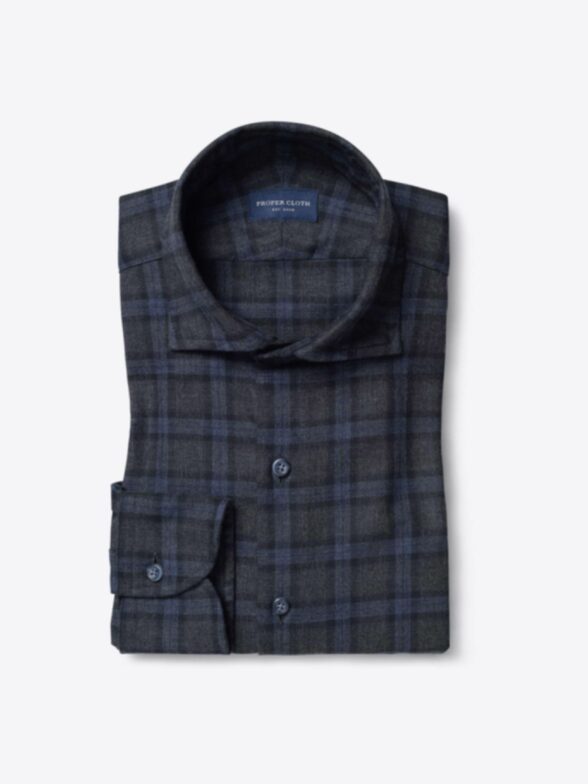 Stowe Charcoal and Navy Plaid Flannel