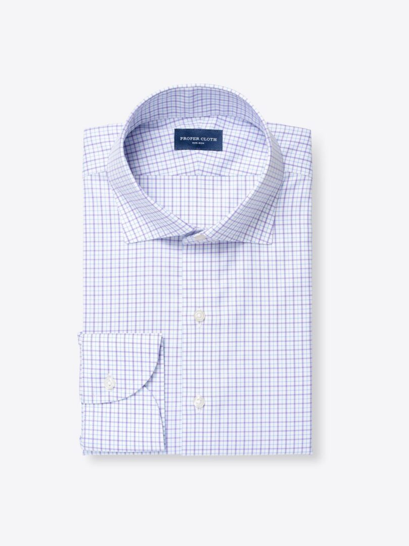 Non-Iron Stretch Lavender and Light Blue Check 