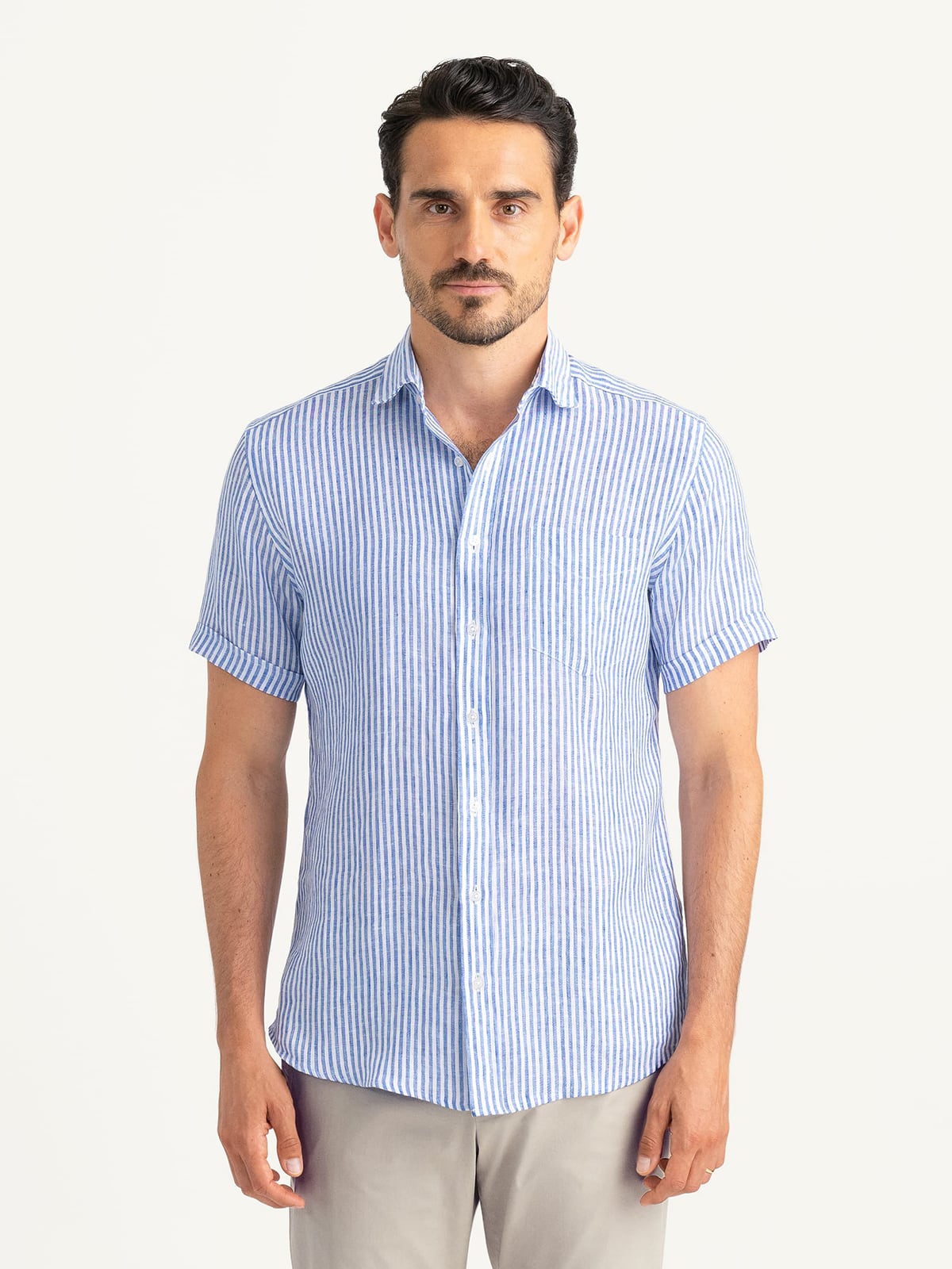 Camicia uomo Murano Baird McNutt 100% lino con bottoni nuova con