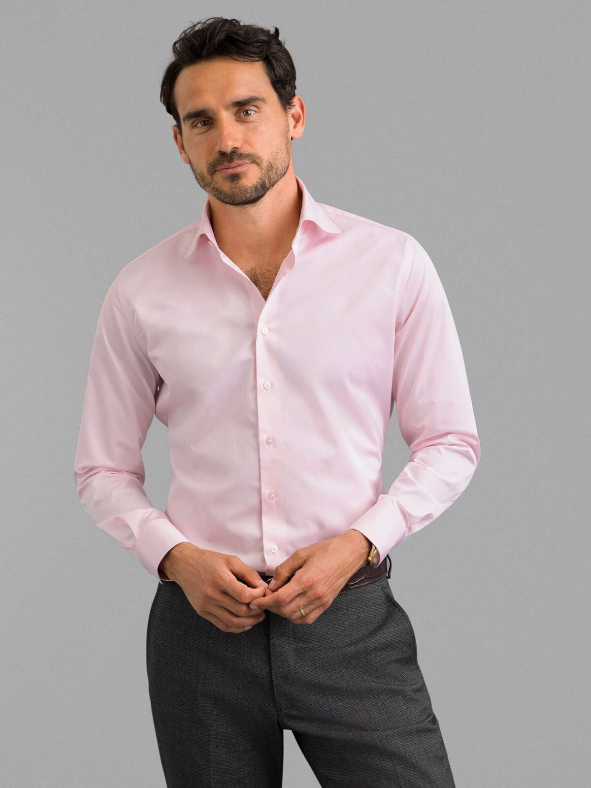 Pink Thomas Pink Slim Casual Light Pink L/S Button Up Dress Shirt - Men's  3XL