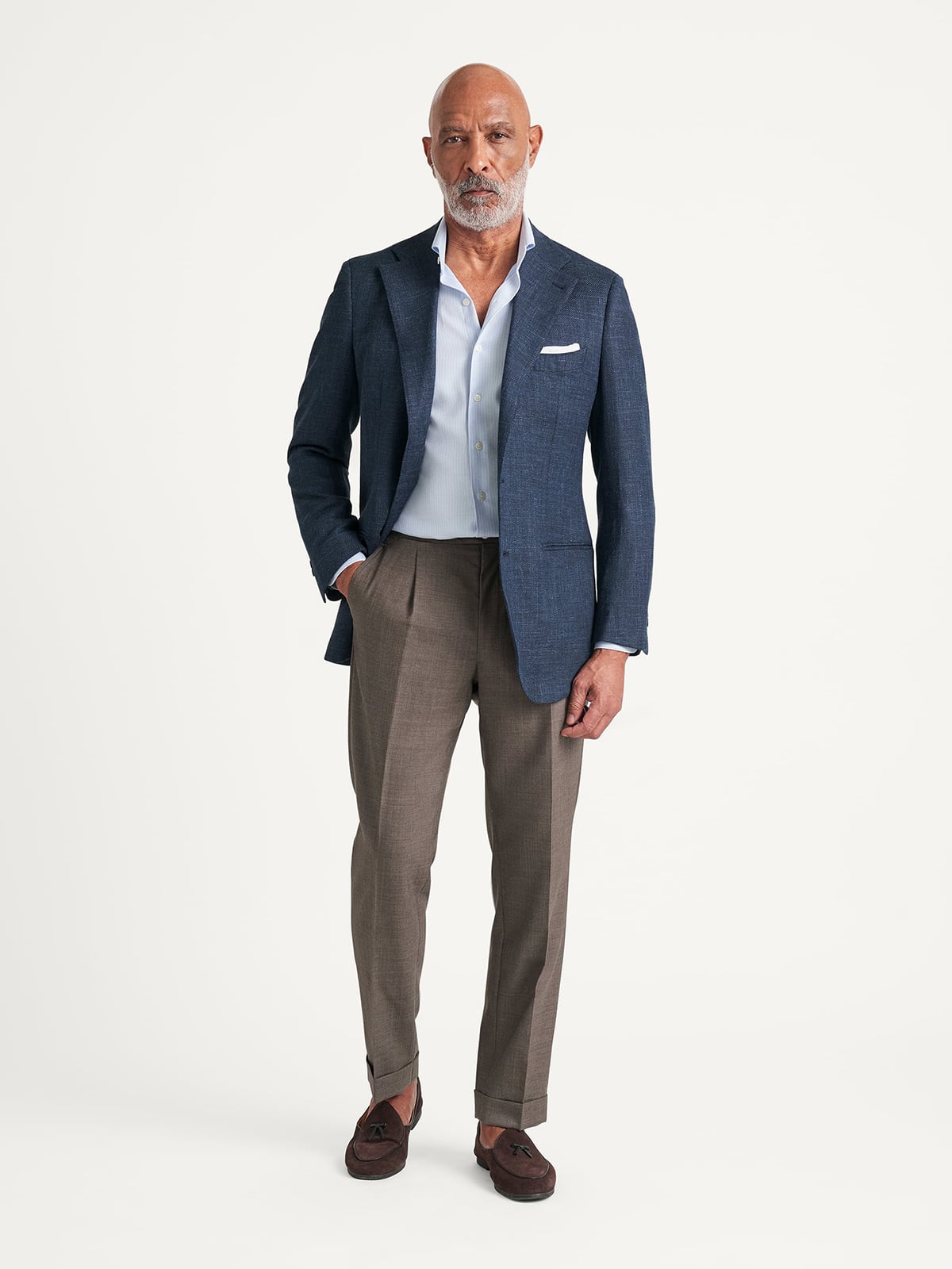 The Thomas Mason Giro Inglese Dress Shirt in Light Blue Stripe