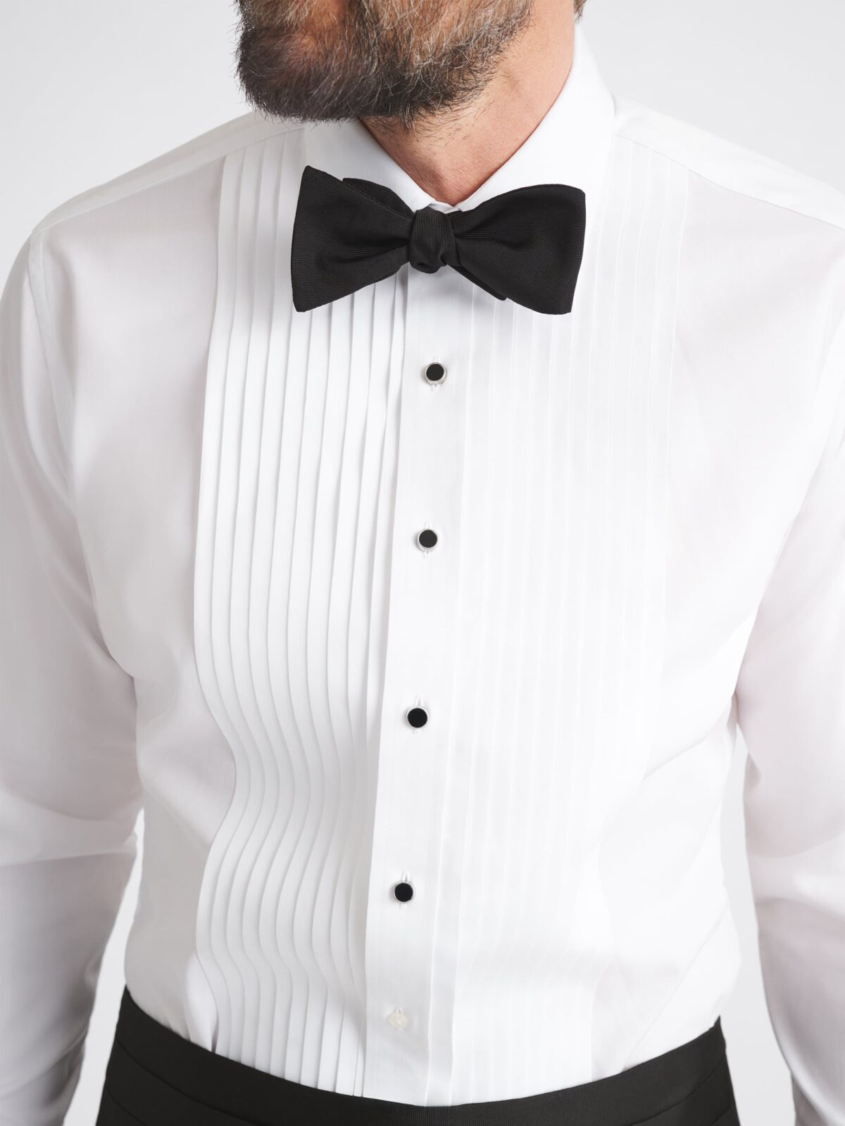 open lace back dress Men's Black Pleated Fly Front Classic Fit Dress Shirt With Double Cuffs main image 1