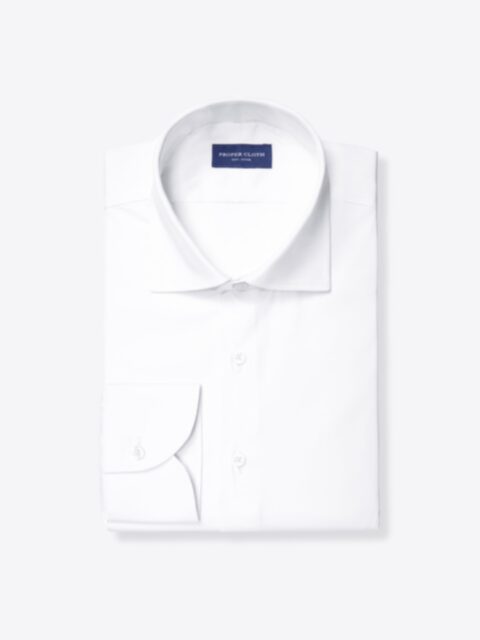 Shop Albini White Stretch Poplin