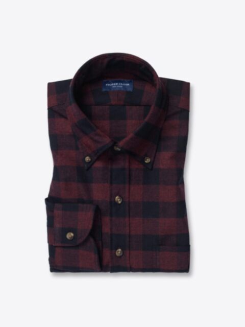 Shop Reda Scarlet and Navy Gingham Merino Wool Flannel