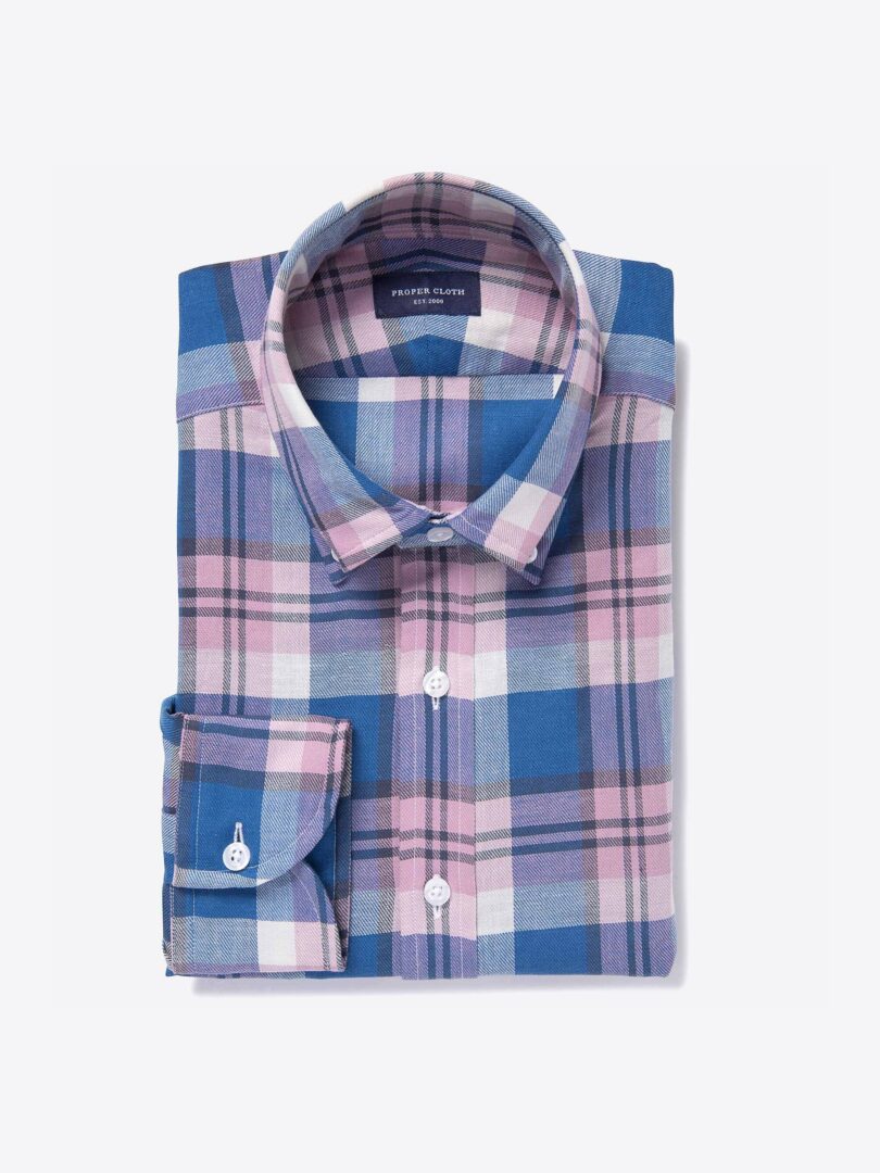 Japanese Blue and Pink Plaid Custom Made Shirt 