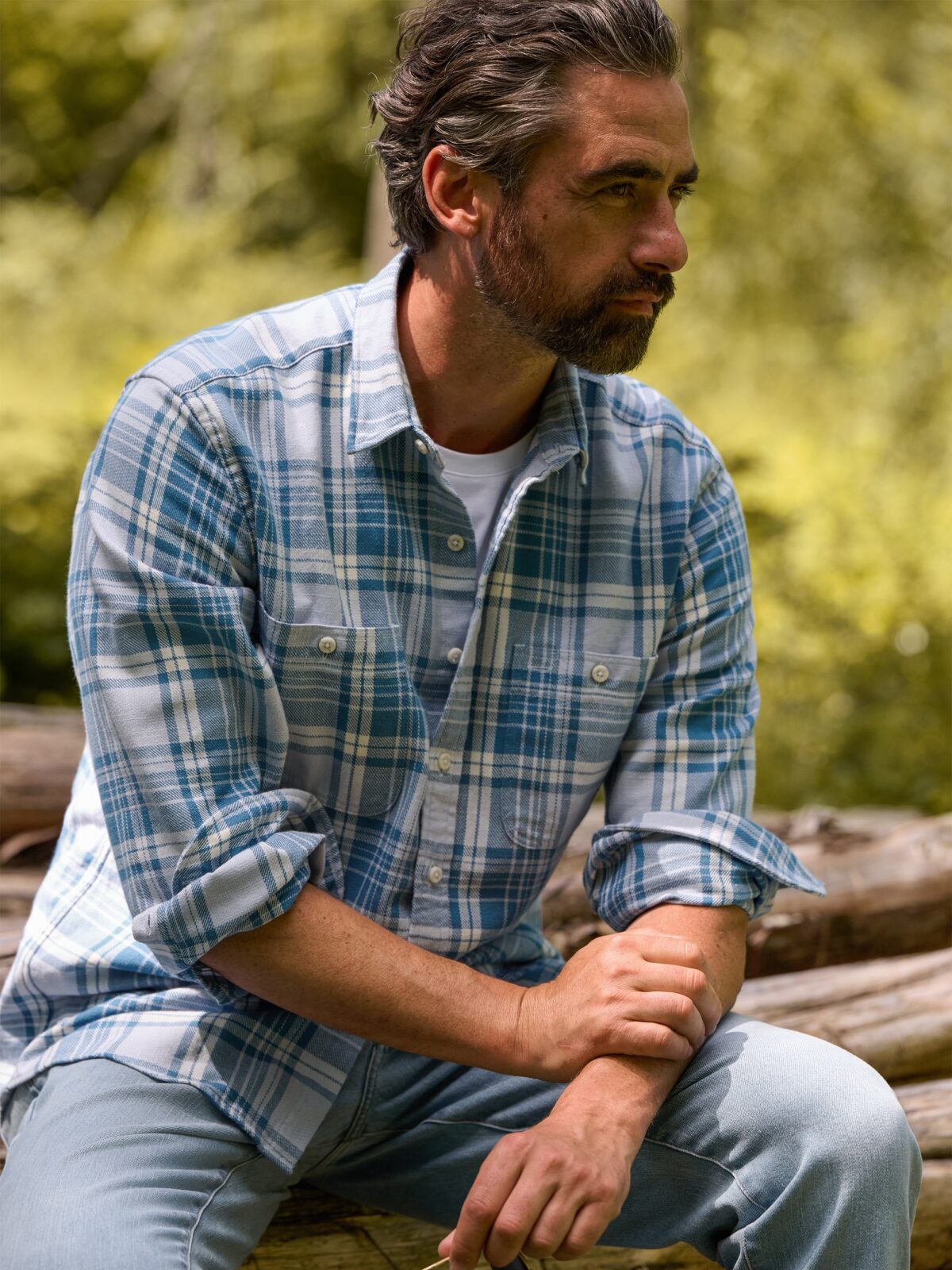 The Jackson Country Plaid Shirt in Sky and Cream