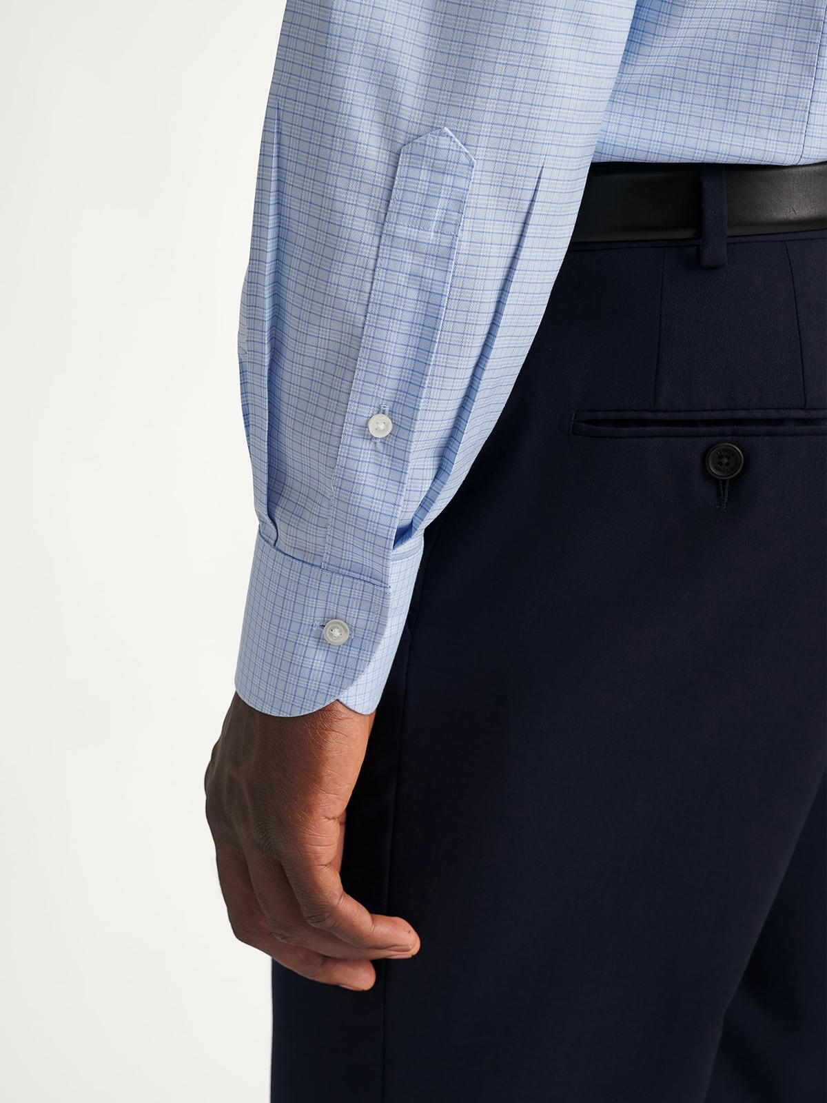 The Stretch Non-Iron Shirt in Light Blue Small Check The Stretch Non-Iron Shirt in Light Blue Small Check