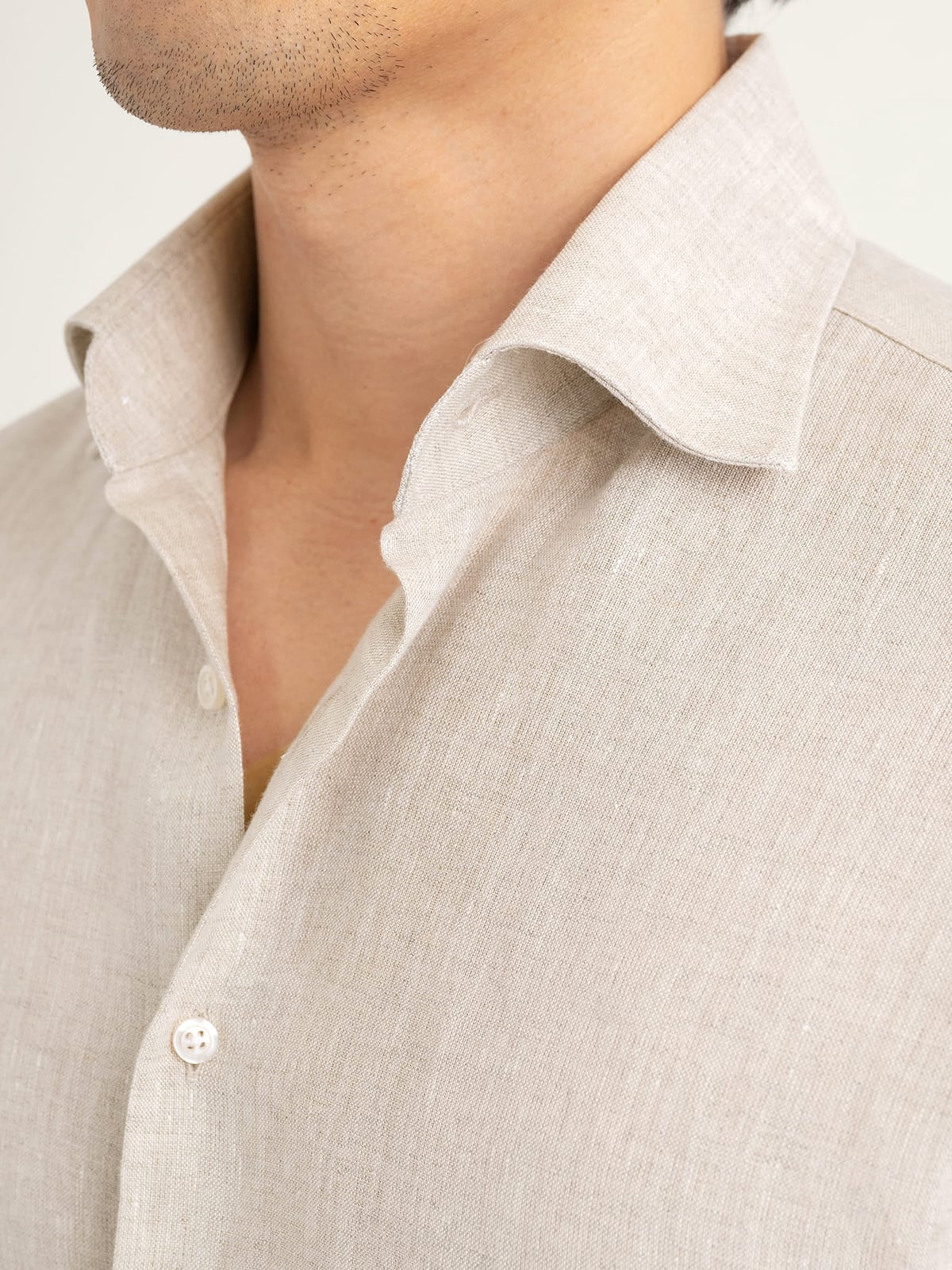 Proper Cloth Men's Baird Mcnutt Natural Beige Irish Linen Dress Shirt - Brown, Size: 21, Big, Tall, 100% Linen
