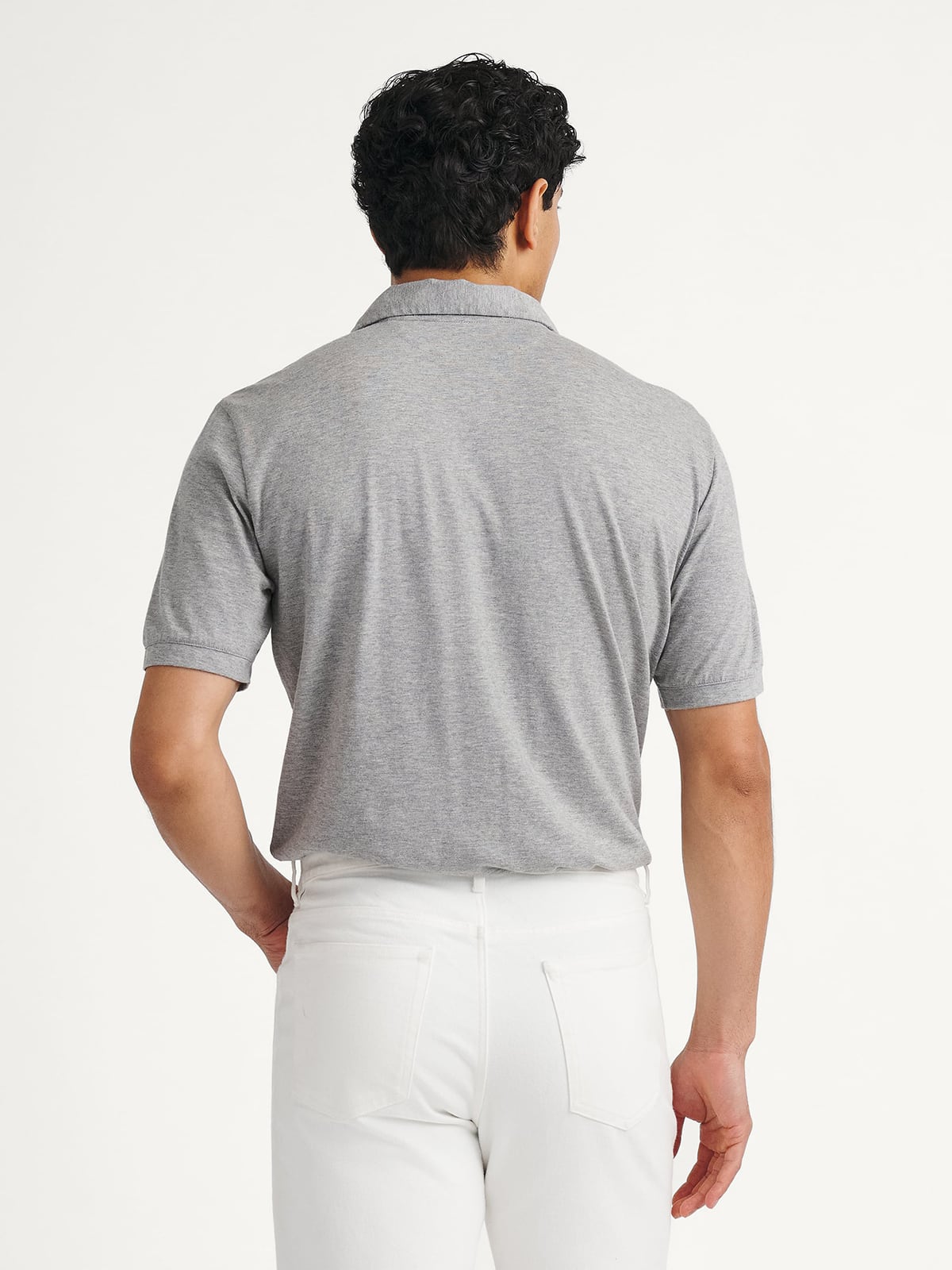 The Japanese Jersey Knit Polo in Grey Melange