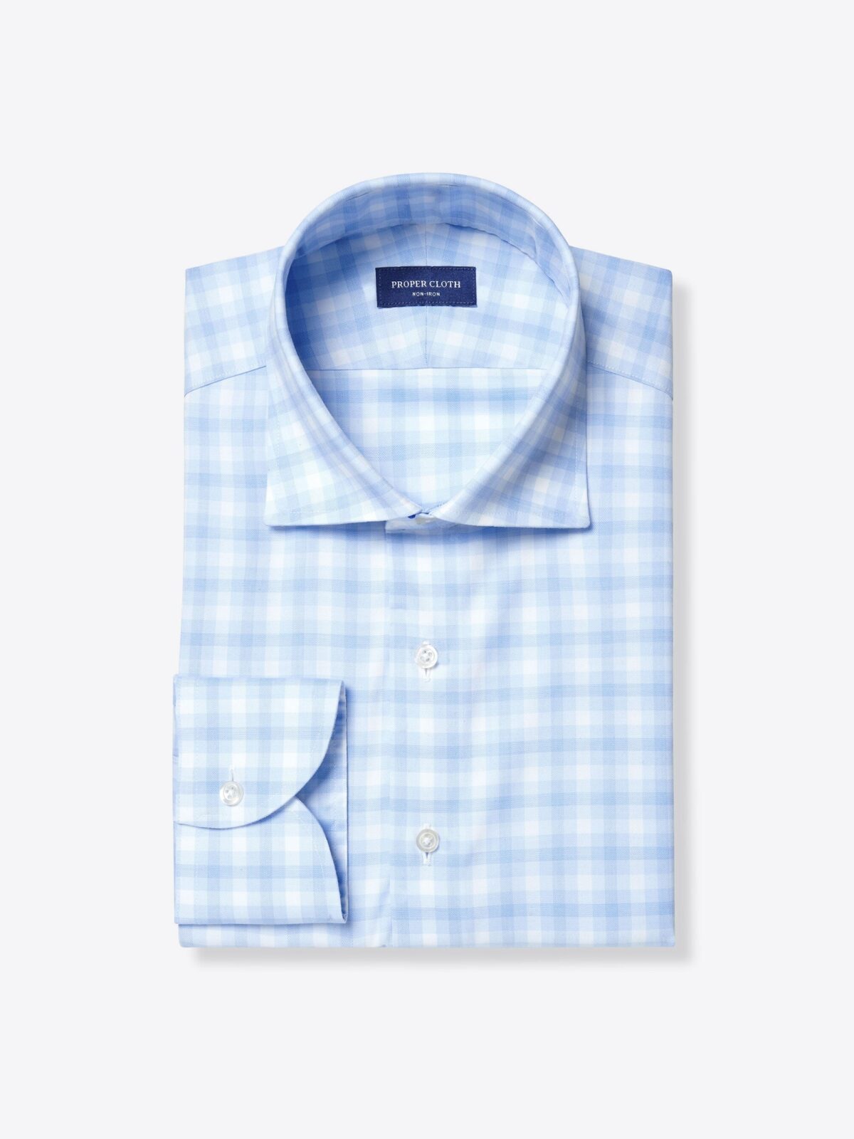 Non-Iron Stretch Light Blue Tonal Check Shirt by Proper Cloth