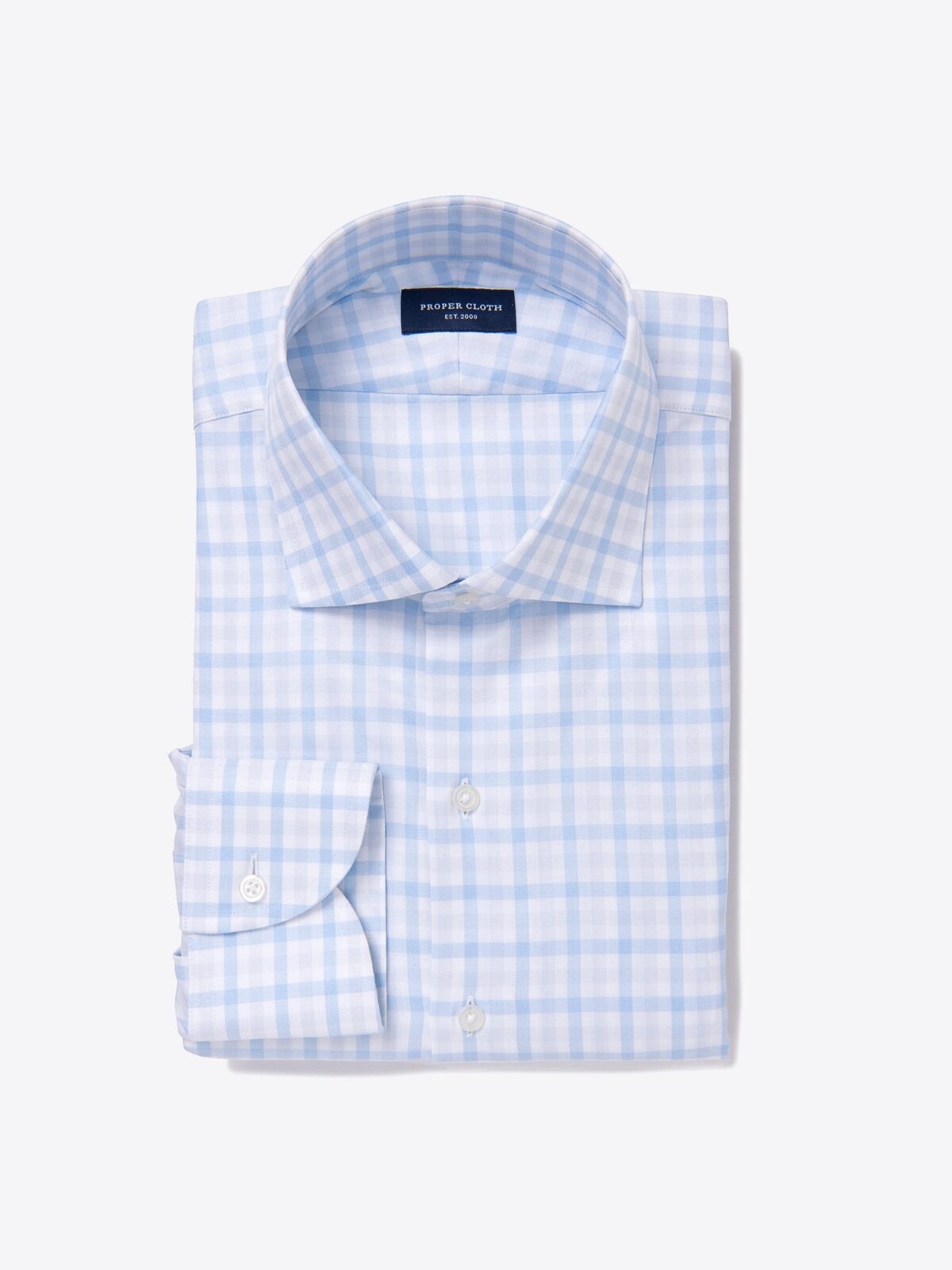 Lucca Grey and Sky Blue Multi Gingham Men's Dress Shirt Shirt by Proper ...